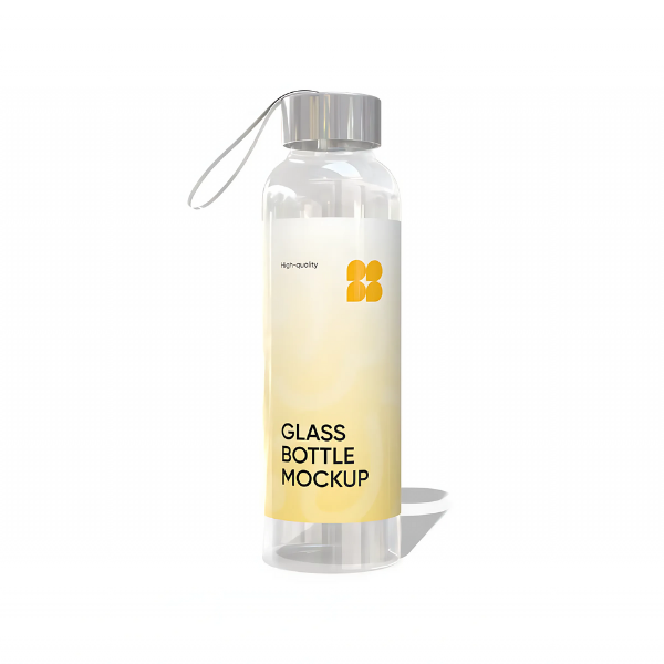 glass bottle water bottle borosilicate mockup